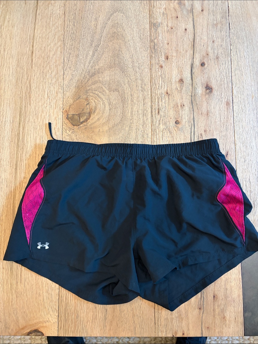 Under Armour Black Athletic Shorts with Pink Side Panels